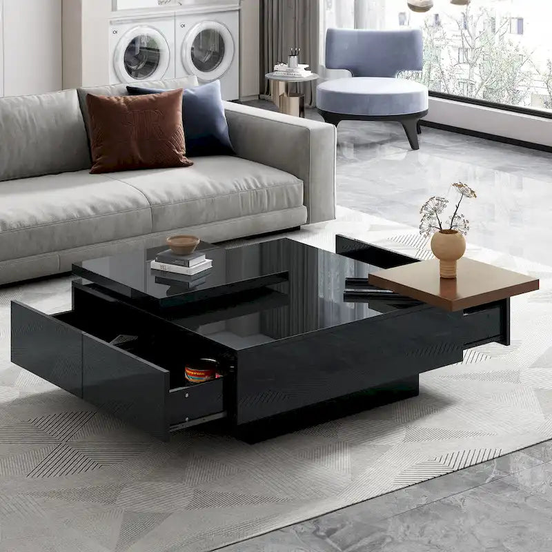 Square Wood Coffee Table with High Gloss finish