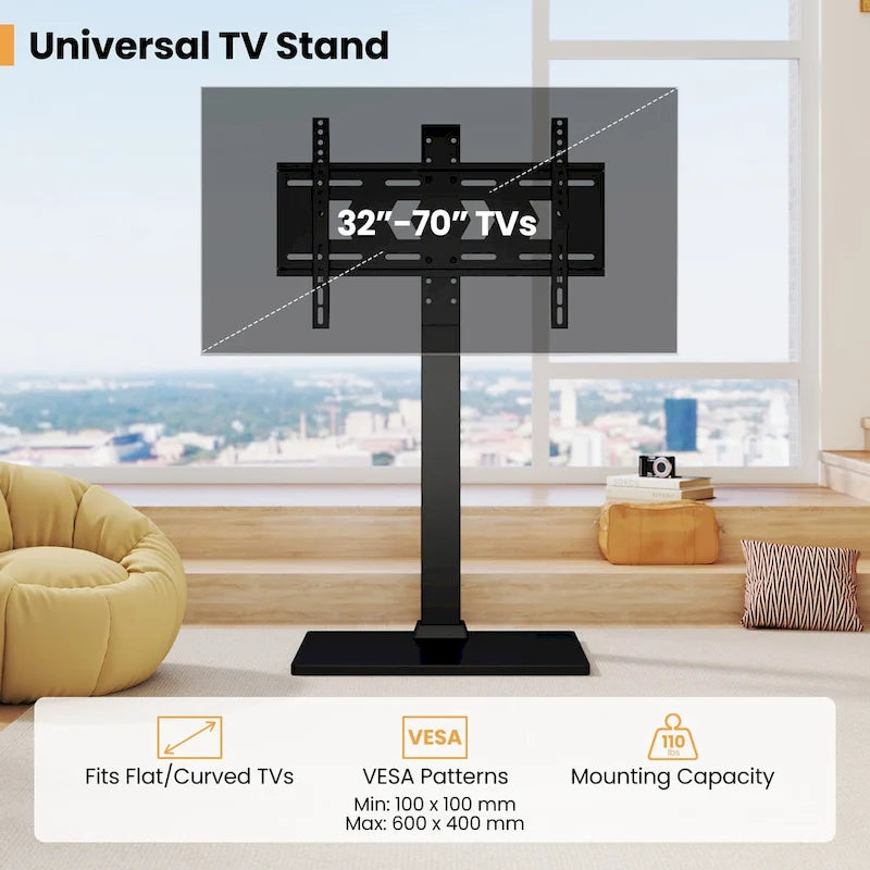 Meuble TV universel sur pied pour téléviseurs de 32 à 70 pouces jusqu'à 110