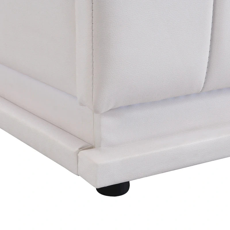 Cadre de lit plateforme relevable avec rangement, lit bas rembourré en cuir PU avec lumières LED télécommandées, prises, ports USB
