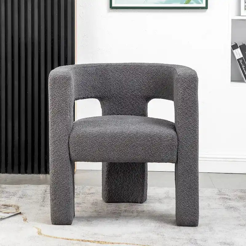 Fauteuil carré capitonné en tissu bouclé de 28 po de large