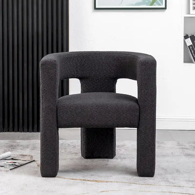 Fauteuil carré capitonné en tissu bouclé de 28 po de large