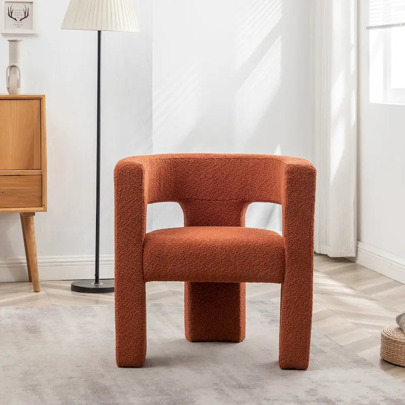 Fauteuil carré capitonné en tissu bouclé de 28 po de large