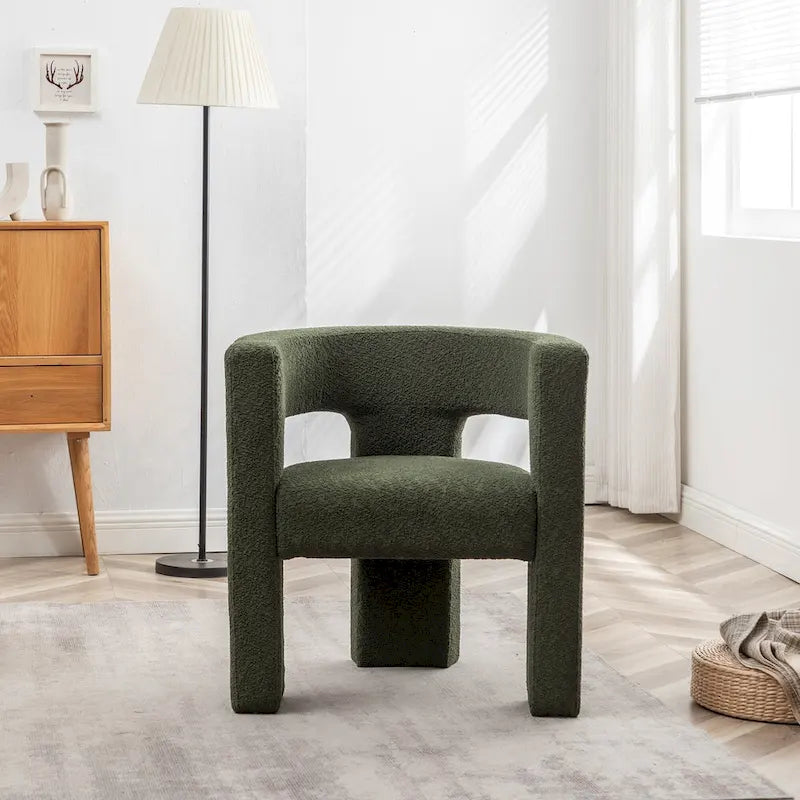 Fauteuil carré capitonné en tissu bouclé de 28 po de large