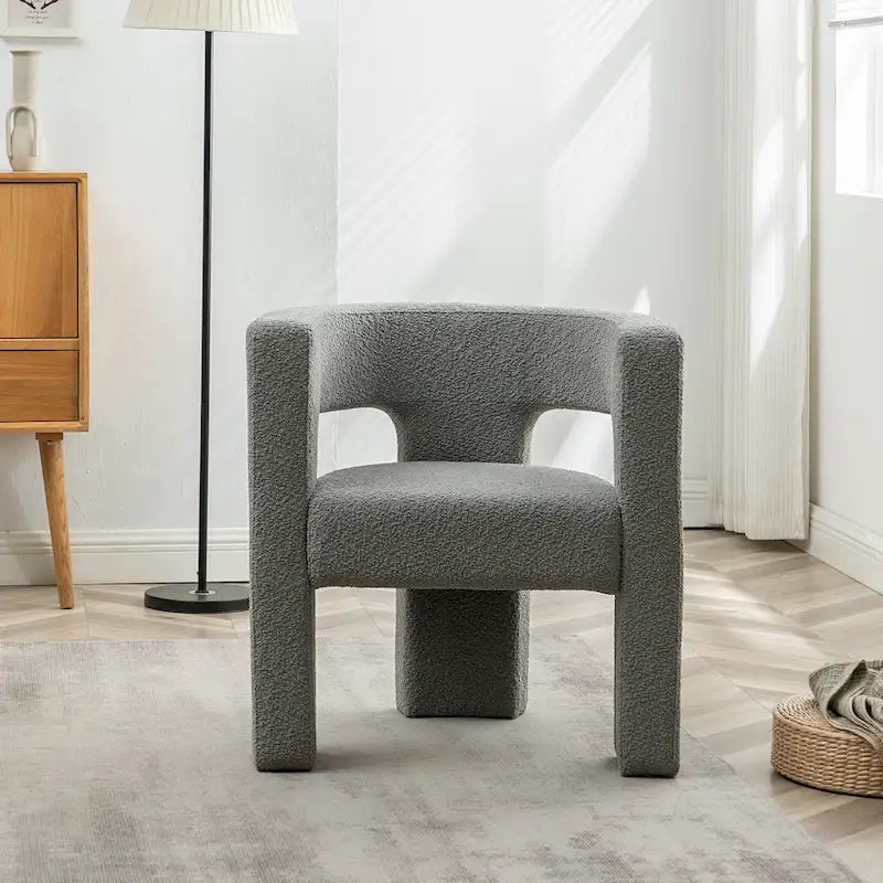 Fauteuil carré capitonné en tissu bouclé de 28 po de large