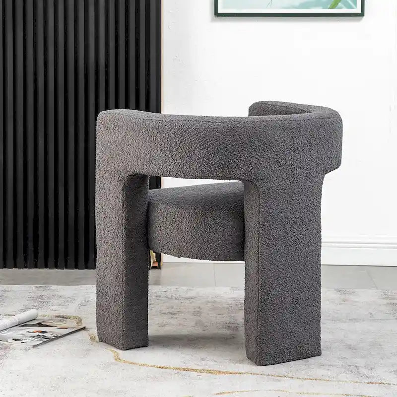 Fauteuil carré capitonné en tissu bouclé de 28 po de large