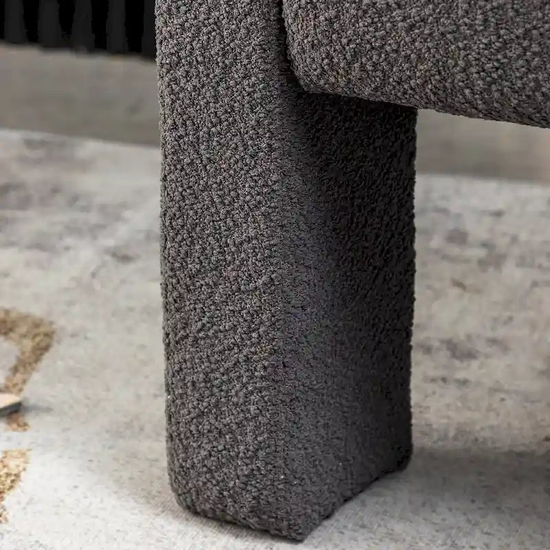Fauteuil carré capitonné en tissu bouclé de 28 po de large