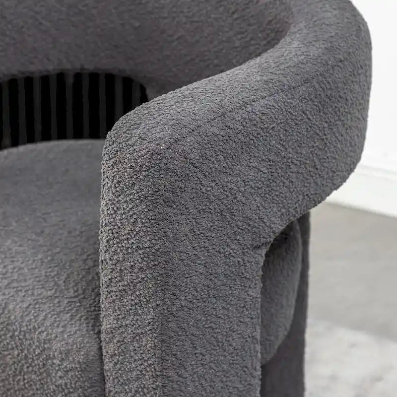 Fauteuil carré capitonné en tissu bouclé de 28 po de large