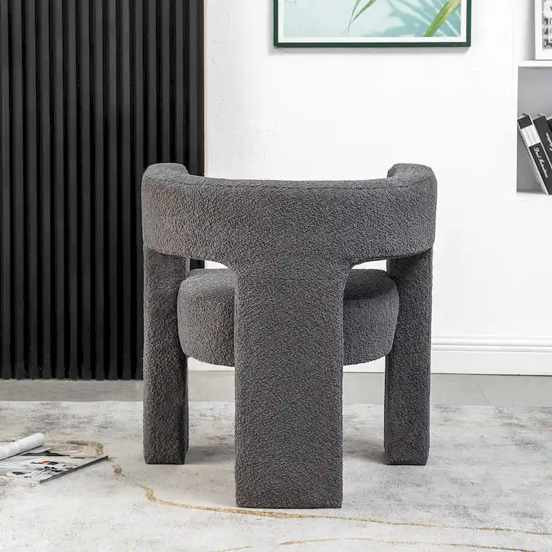 Fauteuil carré capitonné en tissu bouclé de 28 po de large