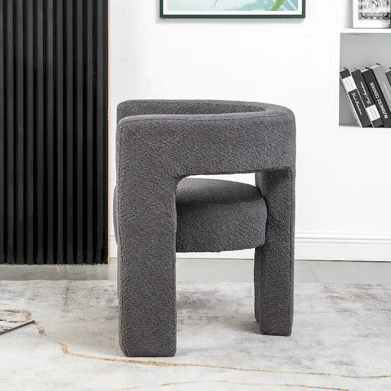 Fauteuil carré capitonné en tissu bouclé de 28 po de large