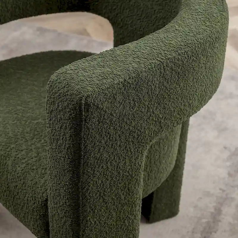 Fauteuil carré capitonné en tissu bouclé de 28 po de large