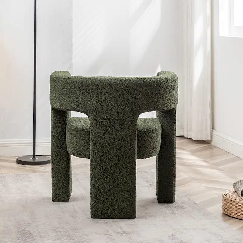 Fauteuil carré capitonné en tissu bouclé de 28 po de large