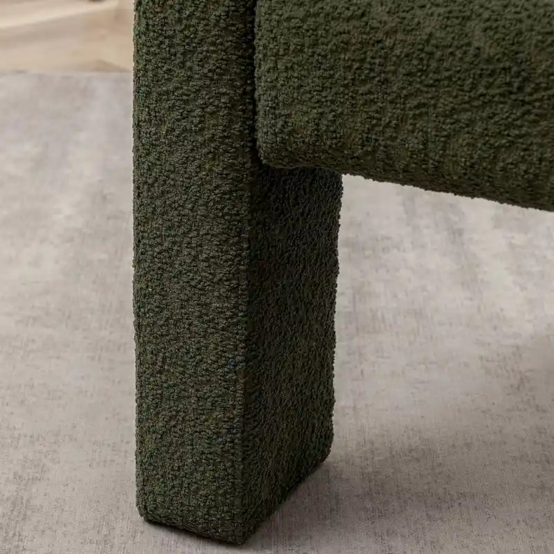 Fauteuil carré capitonné en tissu bouclé de 28 po de large