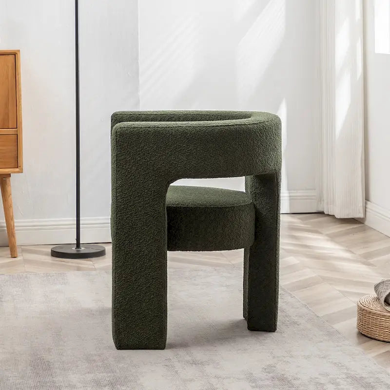 Fauteuil carré capitonné en tissu bouclé de 28 po de large