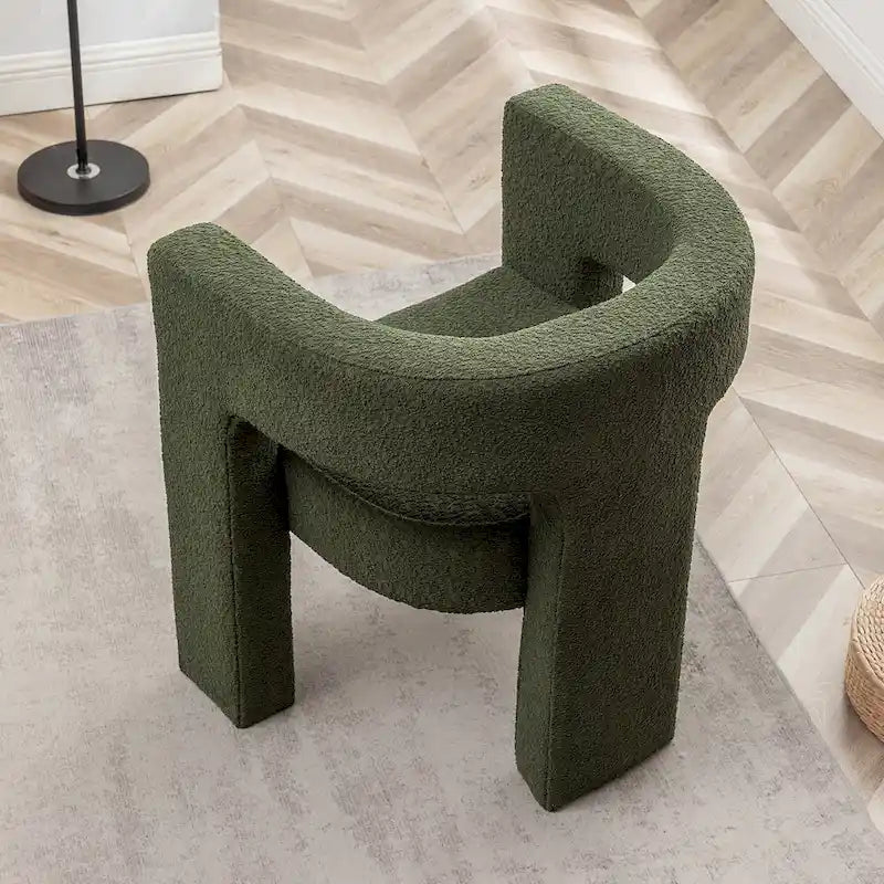 Fauteuil carré capitonné en tissu bouclé de 28 po de large