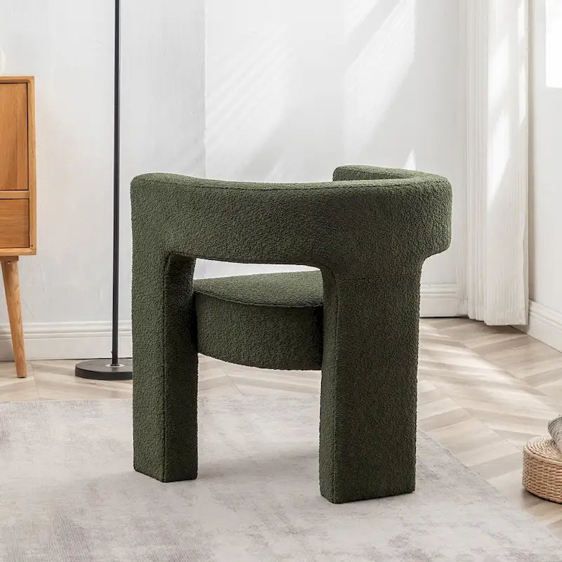 Fauteuil carré capitonné en tissu bouclé de 28 po de large