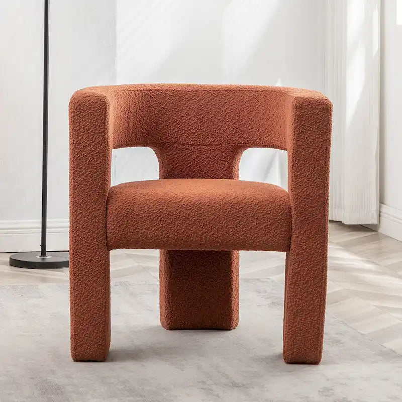 Fauteuil carré capitonné en tissu bouclé de 28 po de large