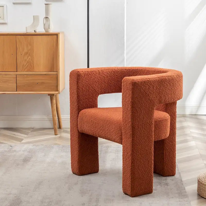 Fauteuil carré capitonné en tissu bouclé de 28 po de large
