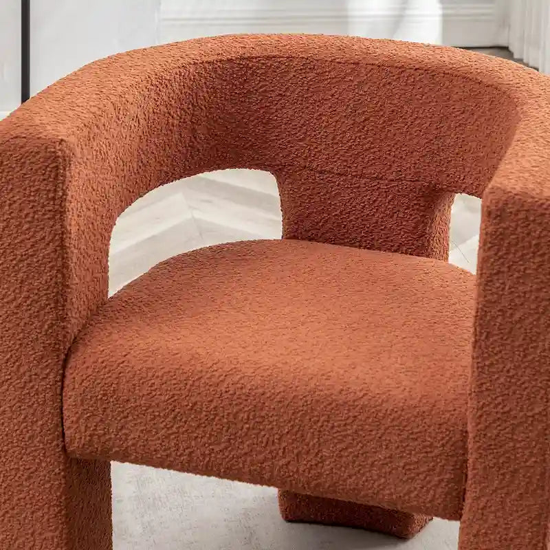 Fauteuil carré capitonné en tissu bouclé de 28 po de large