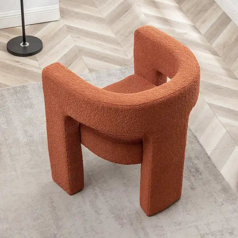 Fauteuil carré capitonné en tissu bouclé de 28 po de large