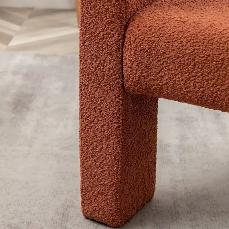 Fauteuil carré capitonné en tissu bouclé de 28 po de large