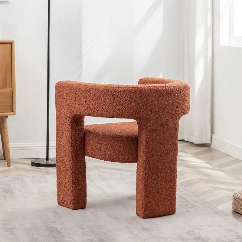 Fauteuil carré capitonné en tissu bouclé de 28 po de large
