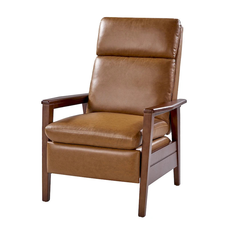 Fauteuil inclinable en similicuir d'inspiration médiévale et en bois massif