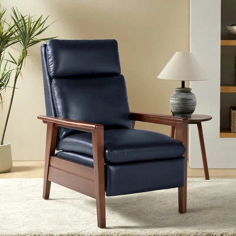 Fauteuil inclinable en similicuir d'inspiration médiévale et en bois massif