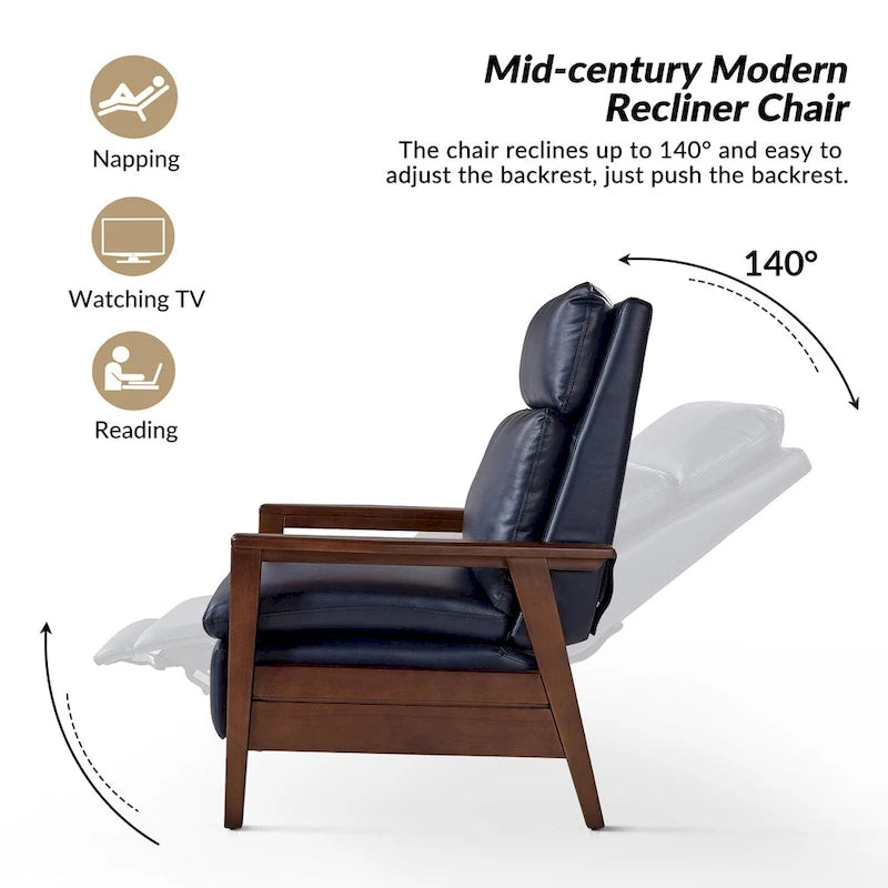 Fauteuil inclinable en similicuir d'inspiration médiévale et en bois massif