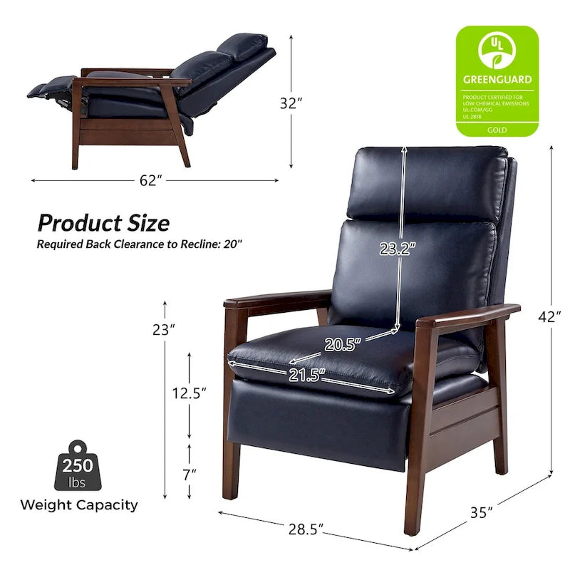 Fauteuil inclinable en similicuir d'inspiration médiévale et en bois massif