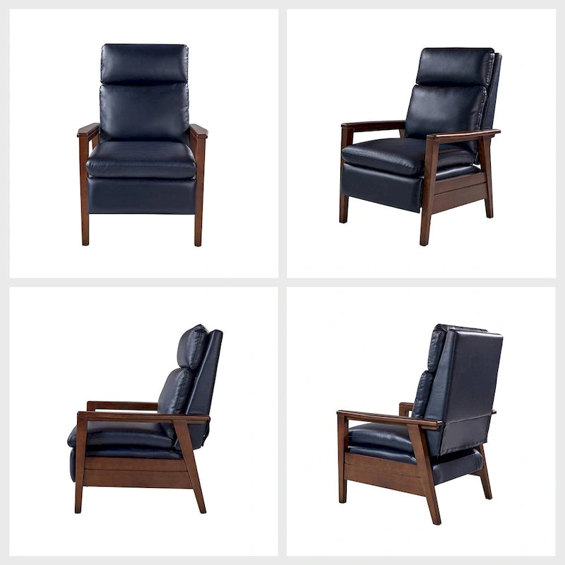 Fauteuil inclinable en similicuir d'inspiration médiévale et en bois massif