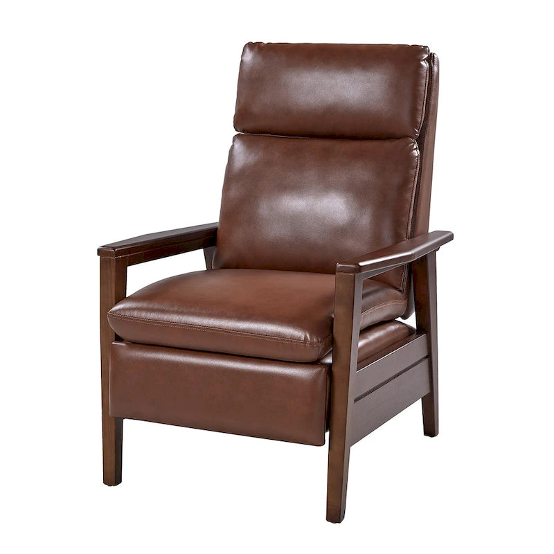 Fauteuil inclinable en similicuir d'inspiration médiévale et en bois massif