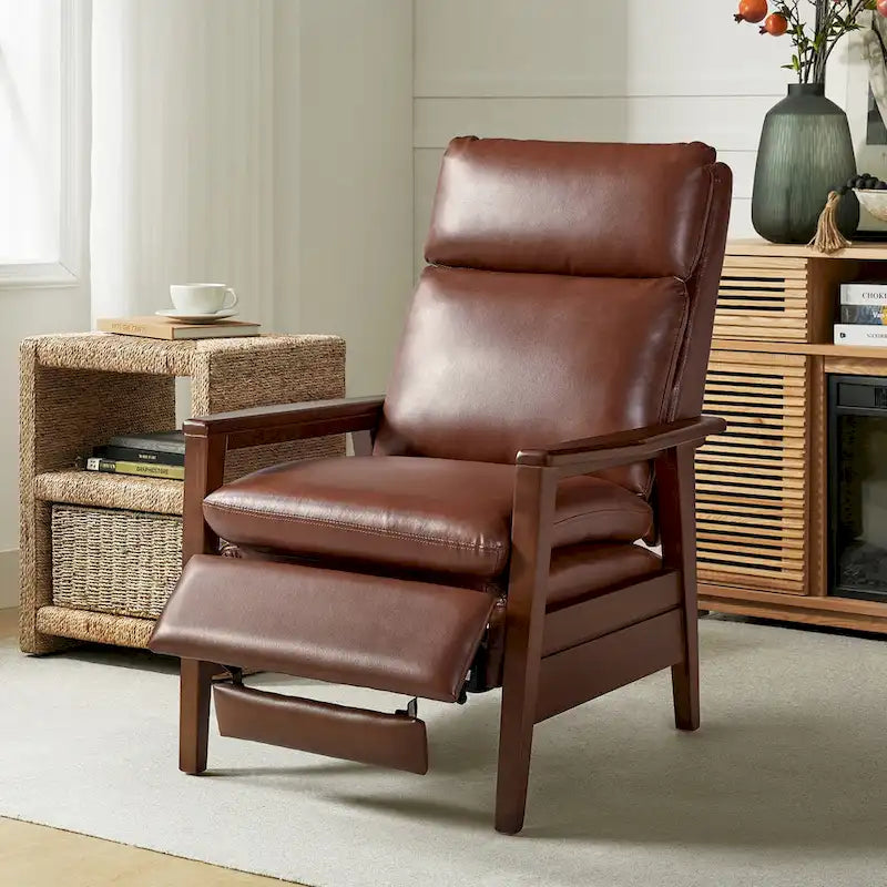 Fauteuil inclinable en similicuir d'inspiration médiévale et en bois massif