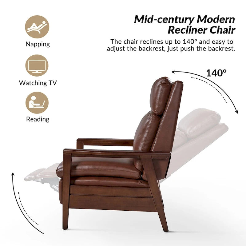 Fauteuil inclinable en similicuir d'inspiration médiévale et en bois massif