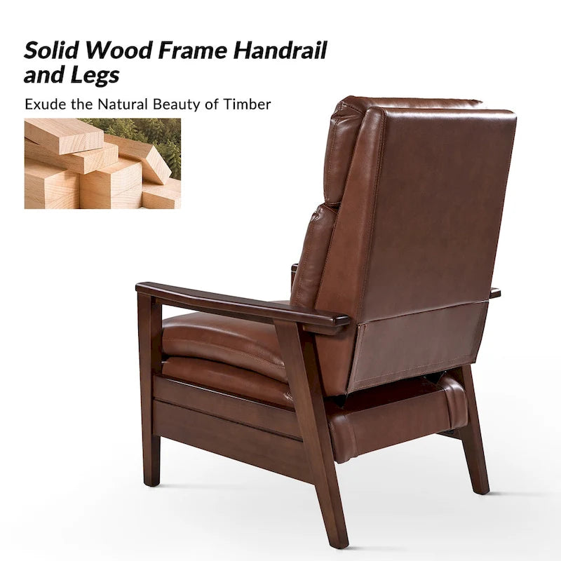 Fauteuil inclinable en similicuir d'inspiration médiévale et en bois massif