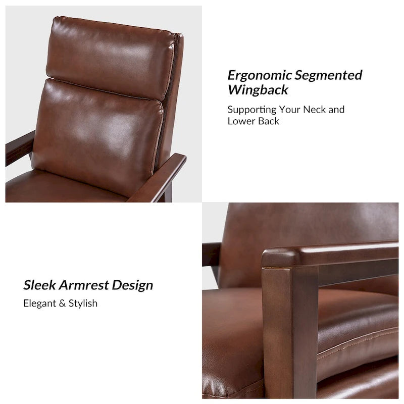 Fauteuil inclinable en similicuir d'inspiration médiévale et en bois massif
