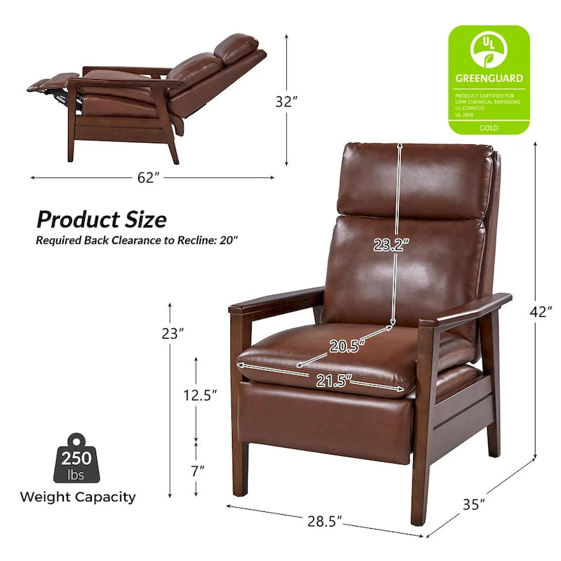 Fauteuil inclinable en similicuir d'inspiration médiévale et en bois massif