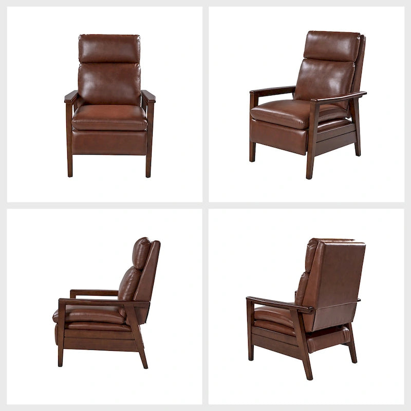 Fauteuil inclinable en similicuir d'inspiration médiévale et en bois massif