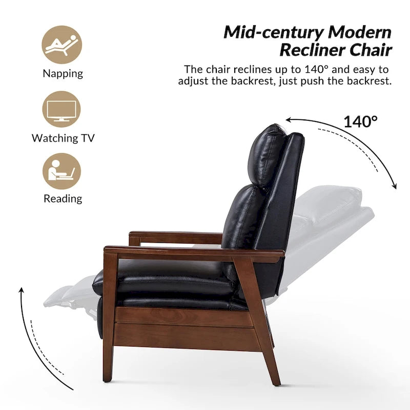 Fauteuil inclinable en similicuir d'inspiration médiévale et en bois massif
