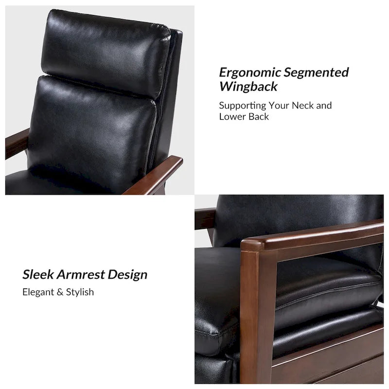 Fauteuil inclinable en similicuir d'inspiration médiévale et en bois massif