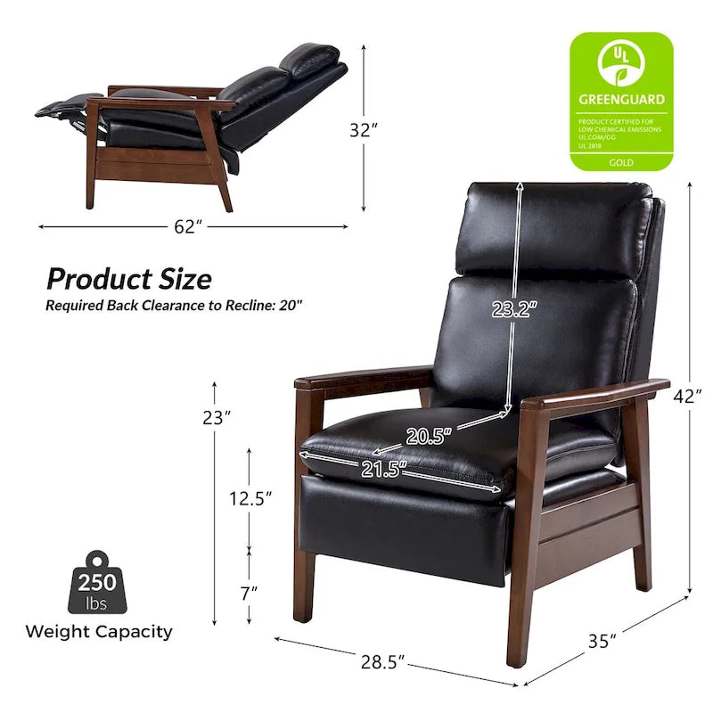 Fauteuil inclinable en similicuir d'inspiration médiévale et en bois massif