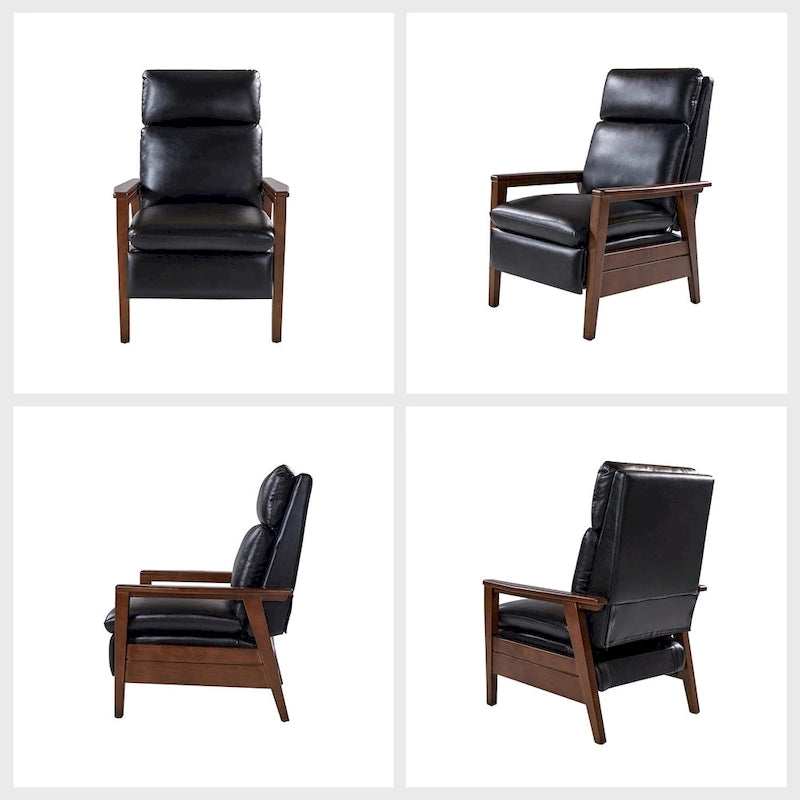 Fauteuil inclinable en similicuir d'inspiration médiévale et en bois massif