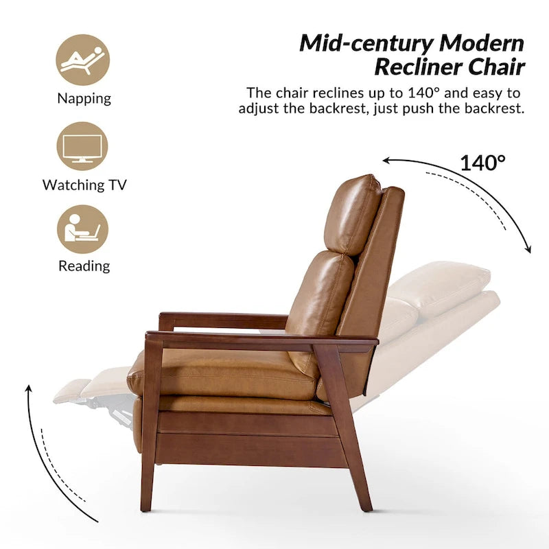 Fauteuil inclinable en similicuir d'inspiration médiévale et en bois massif