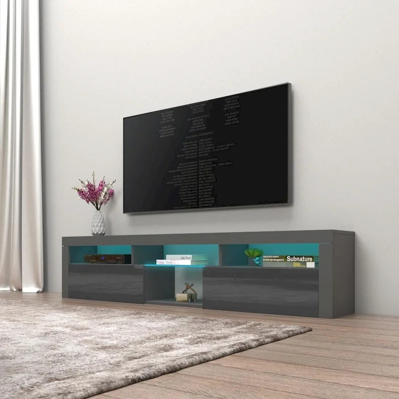 Meuble TV Mural Flottant 79" avec LEDs 16 Couleurs