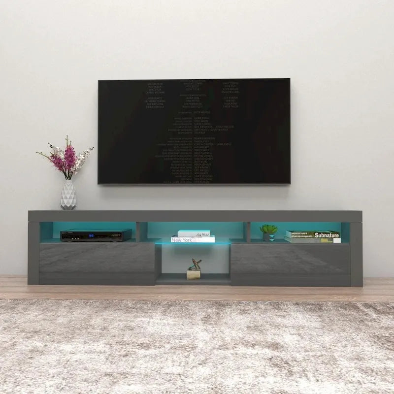 Meuble TV Mural Flottant 79" avec LEDs 16 Couleurs