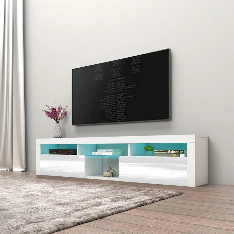 Meuble TV Mural Flottant 79" avec LEDs 16 Couleurs