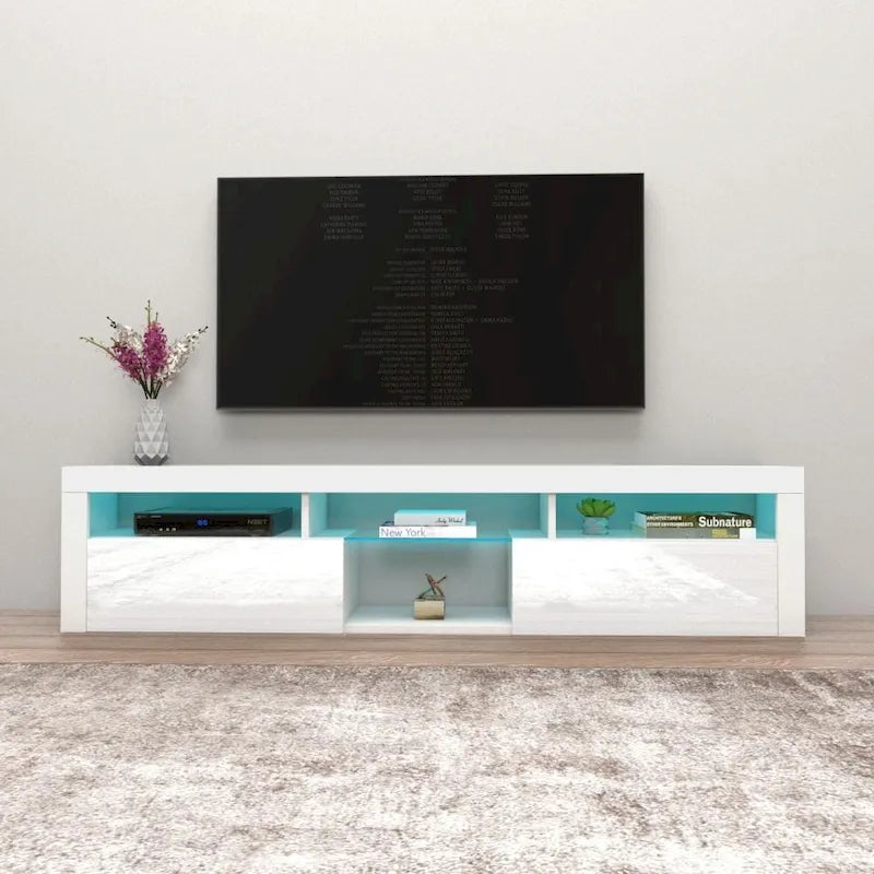 Meuble TV Mural Flottant 79" avec LEDs 16 Couleurs