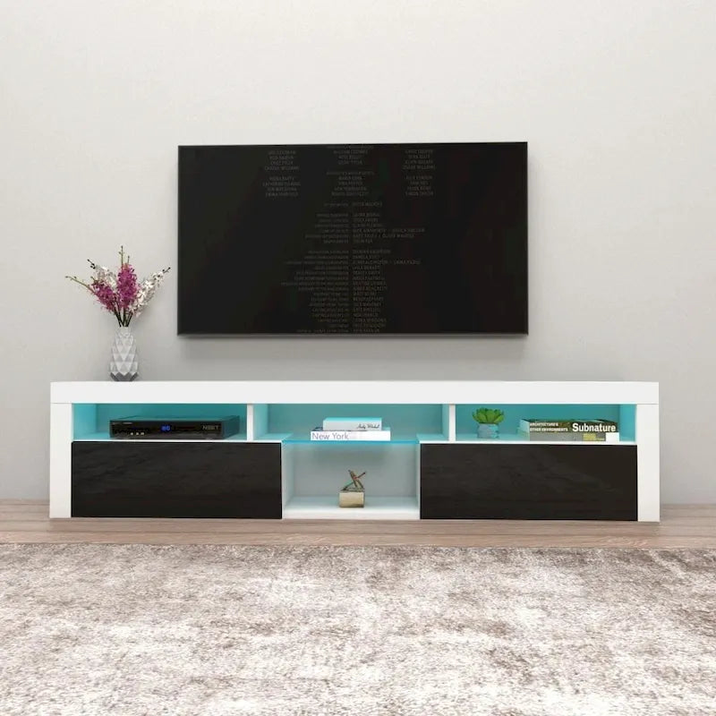Meuble TV Mural Flottant 79" avec LEDs 16 Couleurs