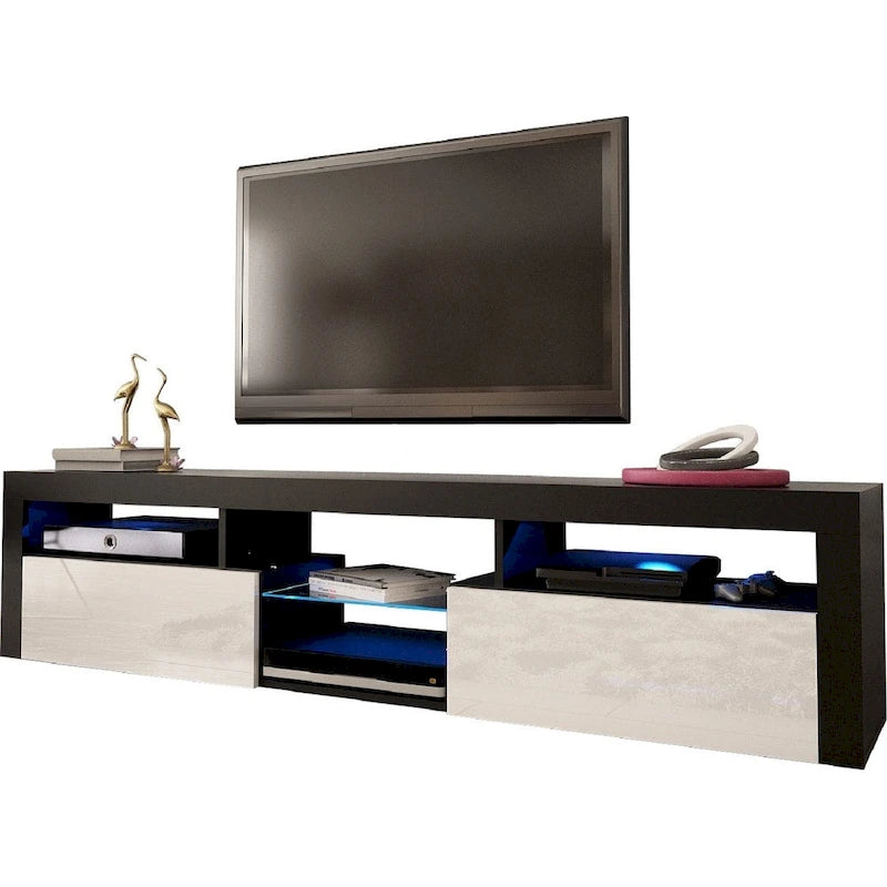Meuble TV Mural Flottant 79" avec LEDs 16 Couleurs