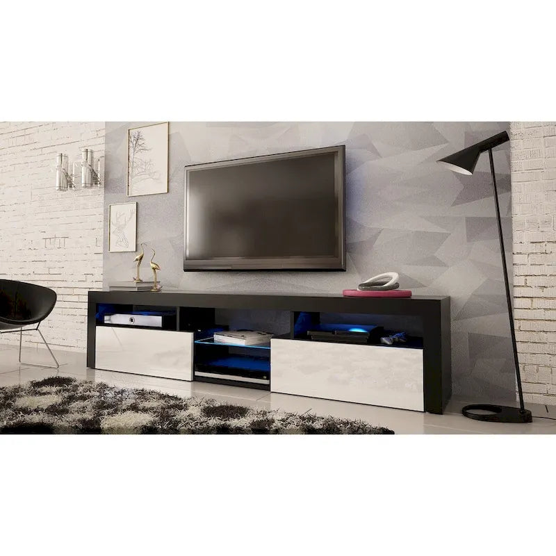 Meuble TV Mural Flottant 79" avec LEDs 16 Couleurs
