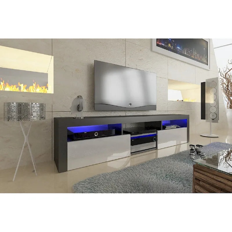 Meuble TV Mural Flottant 79" avec LEDs 16 Couleurs